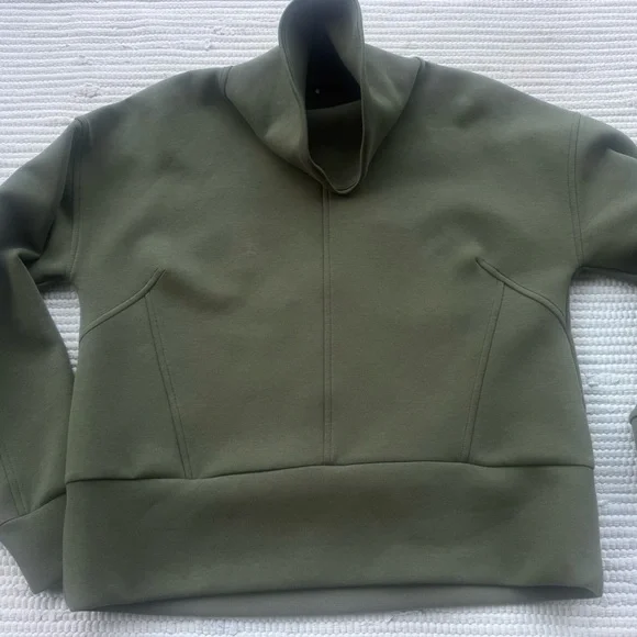 Calia Scuba Pullover Olive Green Funnel Neck Sweatshirt Size Small - Picture 4 of 12
